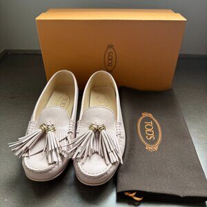 Tod's Leather Tassel Pale Pink Loafers Size 36 / US Size 6